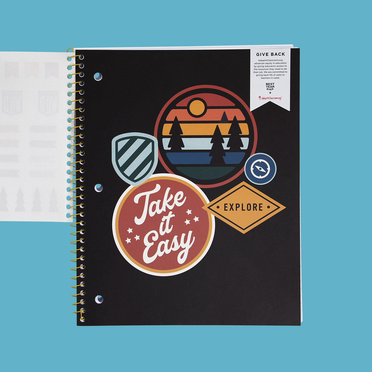 Explore Spiral College Ruled 1 Subject Notebook with Sticker Sheet