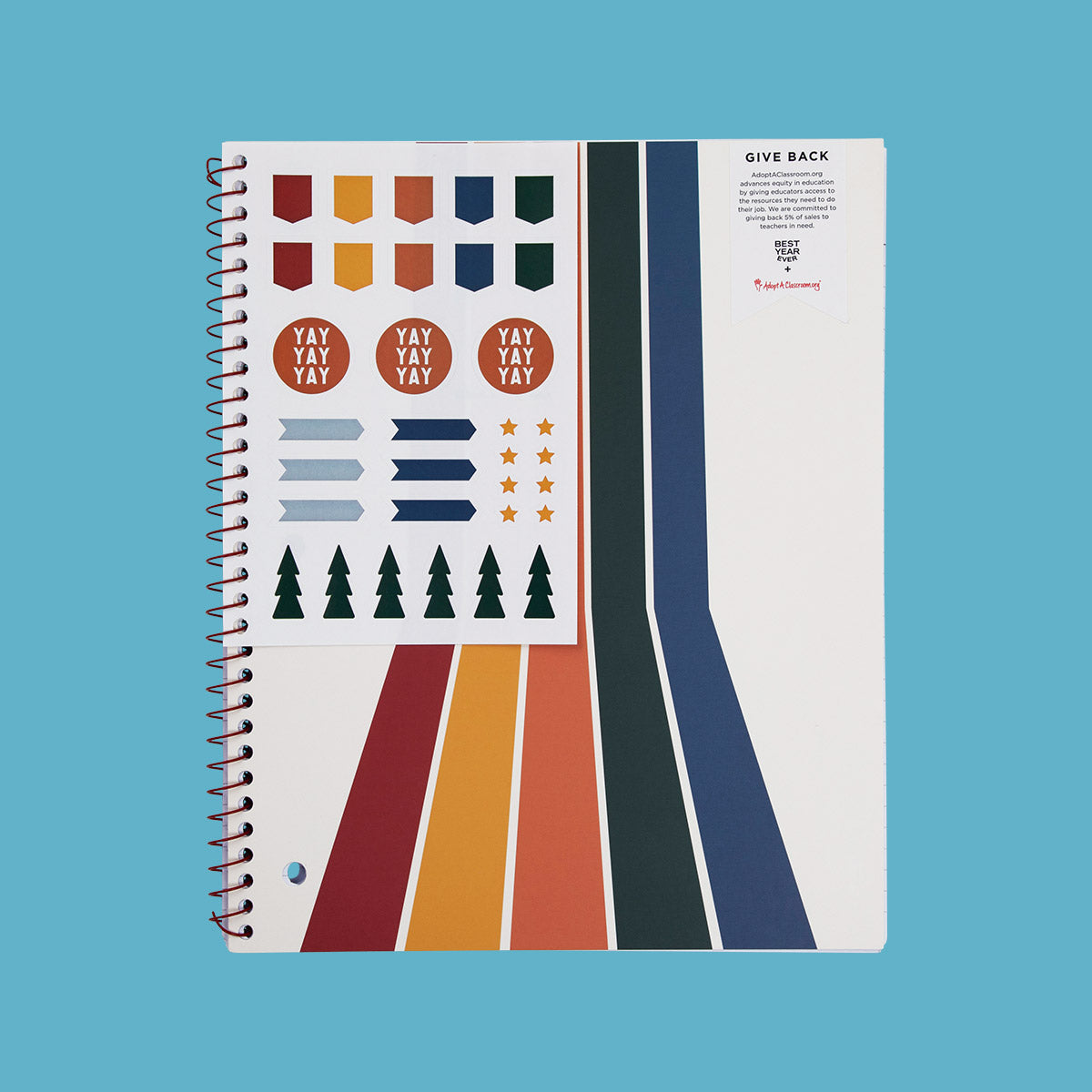Retro Spiral College Ruled 1 Subject Notebook with Sticker Sheet